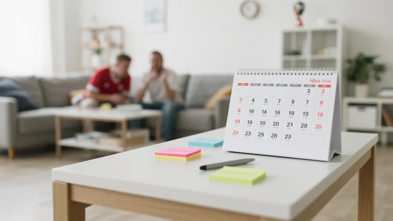 球迷在家中按时区规划观赛日程的画面